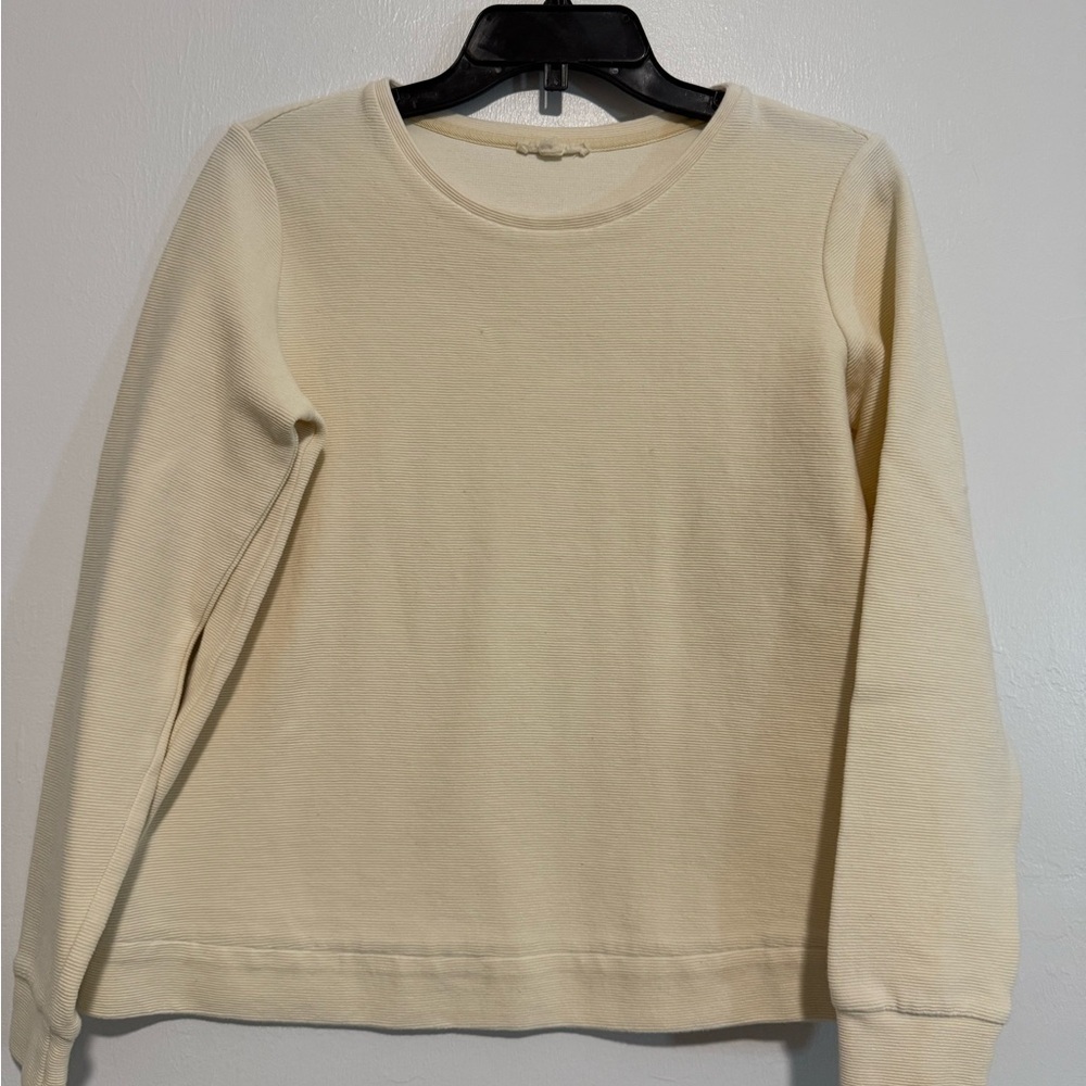 Eileen Fisher Organic Cotton Blend Ribbed Knit Pullover Size M Ivory (Chest-38''